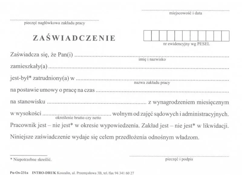 Czy do przedszkola wymagane jest zaświadczenie o zatrudnieniu rodziców?